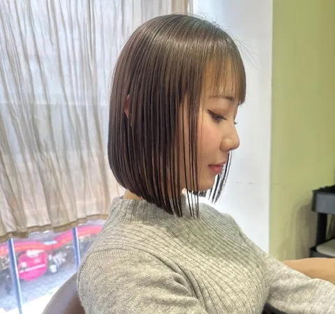 透ける感、縮毛矯正×シンプルボブ